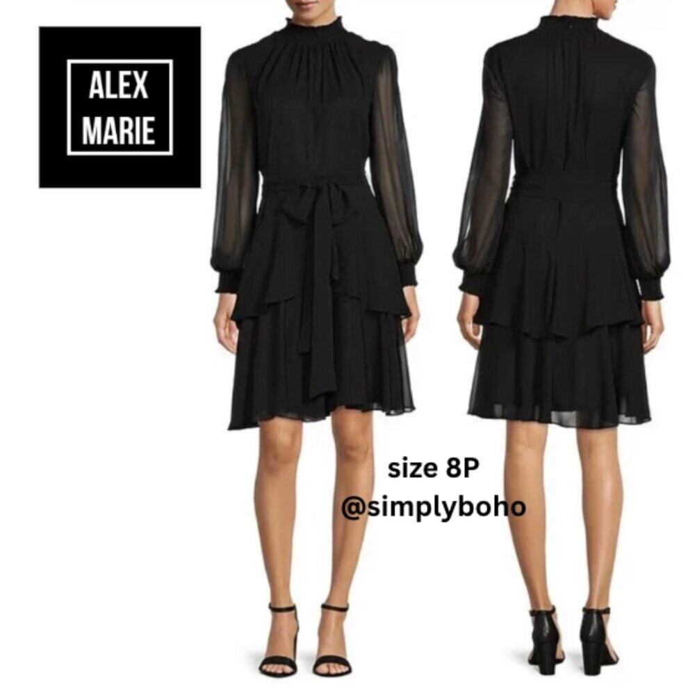 ALEX MARIE women's Little Black Dress - SIZE 8P - Picture 1 of 16